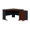 48" Modern Corner Desk with Mobile Pedestal in Hansen Cherry/Galaxy