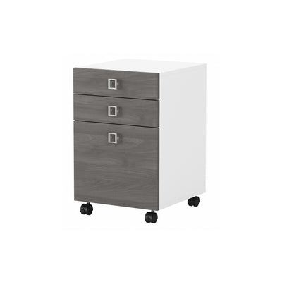 16" Mobile 3-Drawer File Cabinet in Modern Gray/White