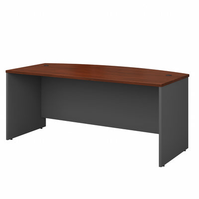 72" Bow-Front Modern Executive Desk in Cherry & Graphite Gray