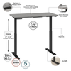 72" Modern Standing Office Desk in Platinum Gray with Black Base