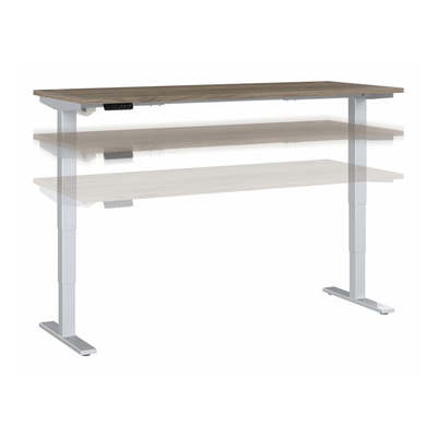 72" Large Modern Adjustable Standing Office Desk in Modern Hickory with Metallic Base