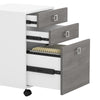 16" Mobile 3-Drawer File Cabinet in Modern Gray/White