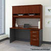 60" Modern Credenza Office Desk with Hutch and Mobile File Cabinet in Hansen Cherry