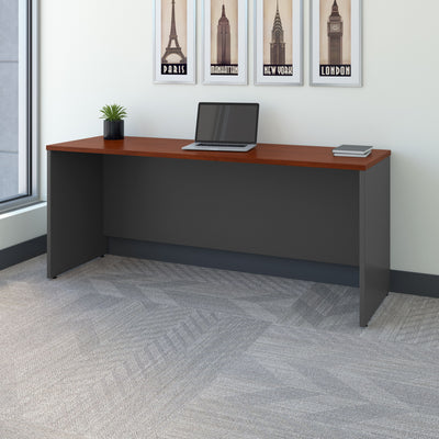 72" Modern Office Desk in Hansen Cherry/Graphite Gray