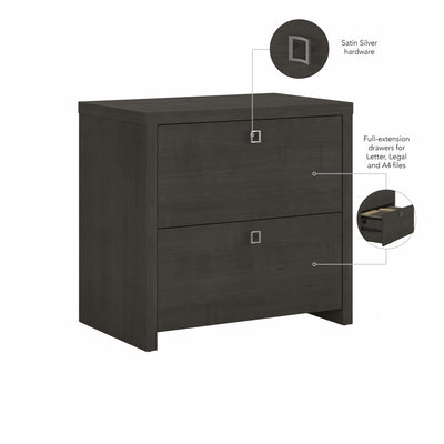 32" Modern Lateral File Cabinet in Charcoal Maple