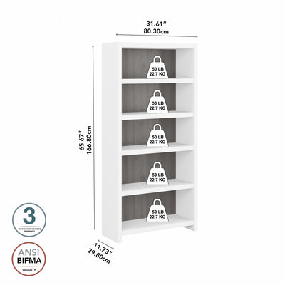 32" Premium Modern Bookcase in Pure White/Modern Gray