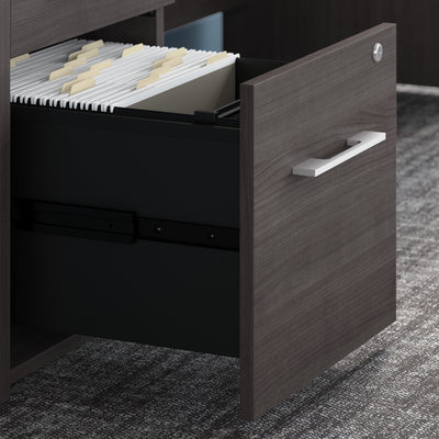 72" L-Shaped Modern Executive Desk with Drawers in Storm Gray