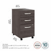 16" Pre-Assembled Mobile 3-Drawer File Cabinet in Storm Gray