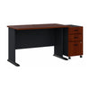 48" Modern Desk with 3-Drawer Mobile Pedestal in Hansen Cherry/Galaxy