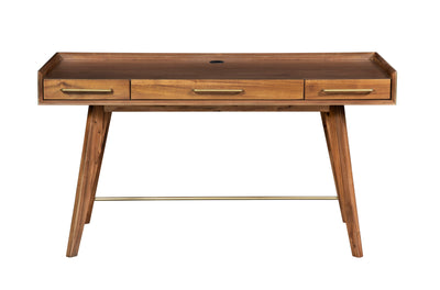 63" Walnut Office Desk w/ Brass Accents