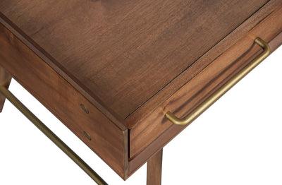 63" Walnut Office Desk w/ Brass Accents