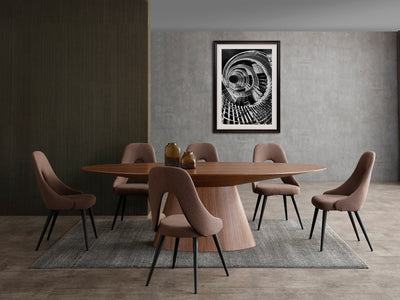 95" Modern Walnut Veneer Oval Conference Table