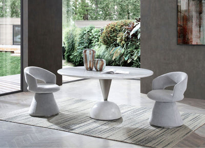 60" Contemporary and Sleek White Marble Meeting Table