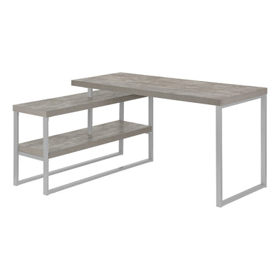 L-Shaped 60" Grey Corner Desk with Storage