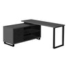 72" Slate and Black Executive L-Shaped Desk