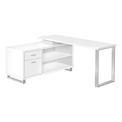 72" White Executive L-Shaped Desk