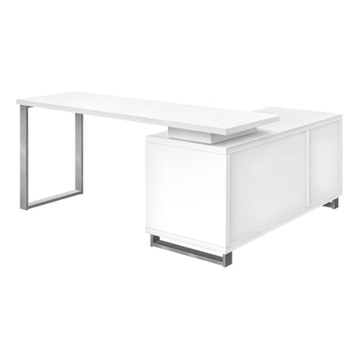 72" White Executive L-Shaped Desk