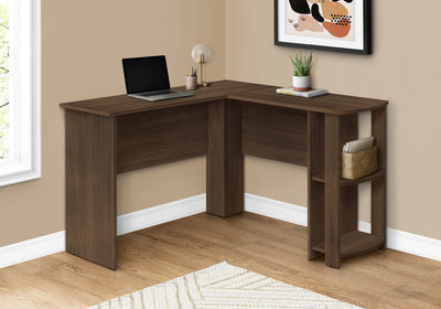 Walnut 47" L-Shaped Computer Desk with Storage