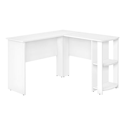 White 47" L-Shaped Computer Desk with Storage