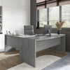 72" Modern L-Shaped Bow-Front Office Desk in Modern Gray