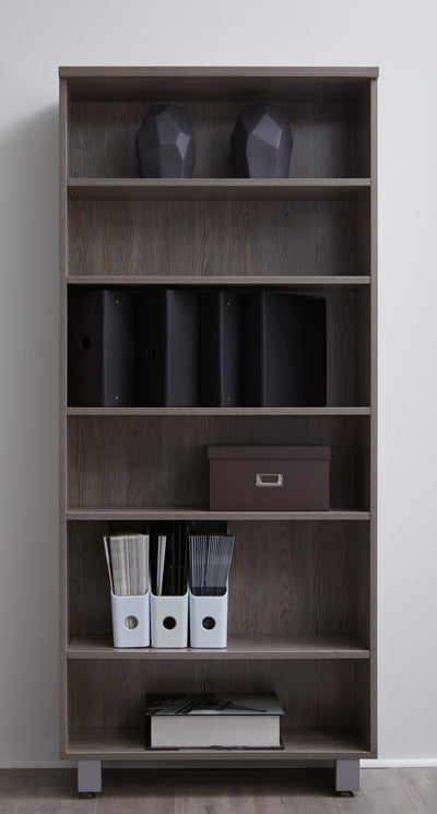 31.5" x 71.5" Modern Grey Bookcase with Steel Adjustable Legs