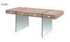 Elegant Modern Walnut Office Desk with Clear Glass Legs