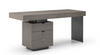 71" Modern Executive Desk with Side Drawers in Gray Oak