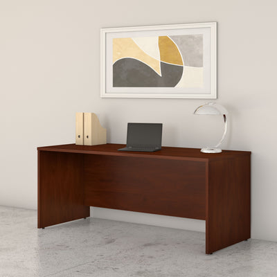 72" Modern Office Desk with Privacy Panel in Hansen Cherry