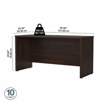 60" Modern Office Desk with Privacy Panel in Black Walnut