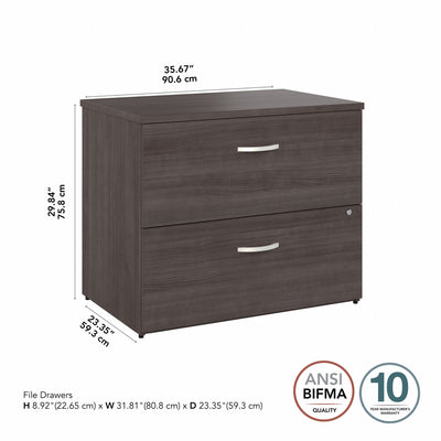 36" Pre-Assembled Modern Lateral File Cabinet in Storm Gray