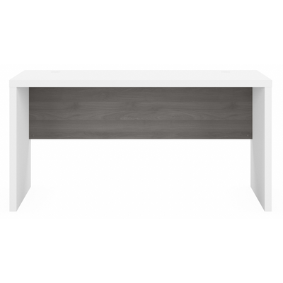 60" Modern Credenza Office Desk in Pure White and Modern Gray