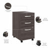 16" Pre-Assembled Mobile 3-Drawer File Cabinet in Storm Gray