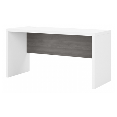 60" Modern Credenza Office Desk in Pure White and Modern Gray