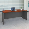 72" Bow-Front Modern Executive Desk in Cherry & Graphite Gray