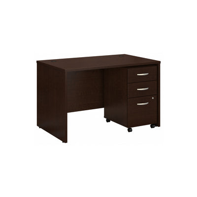 Premium 48" Office Desk with 3-Drawer Mobile Pedestal in Mocha Cherry