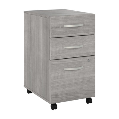 16" Pre-Assembled Mobile 3-Drawer File Cabinet in Platinum Gray