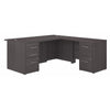 72" L-Shaped Modern Executive Desk with Drawers in Storm Gray