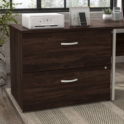 36" Pre-Assembled Modern Lateral File Cabinet in Black Walnut