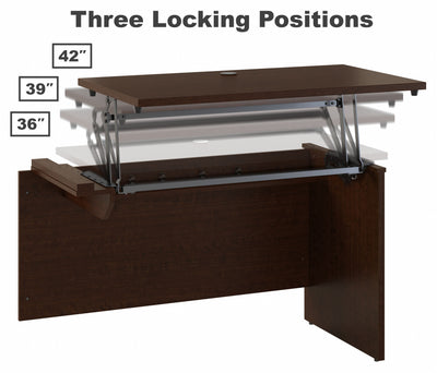 72" x 72" Mocha Cherry L-Shaped Desk with Sit-Stand Return and Mobile File