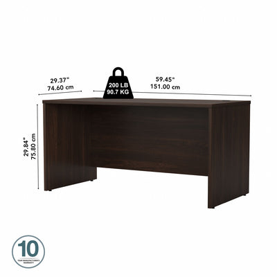 60" Modern Office Desk with Privacy Panel in Black Walnut