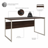 60" Modern Office Desk with Metal Legs in Black Walnut