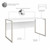 60" Modern Office Desk with Metal Legs in White