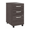 16" Pre-Assembled Mobile 3-Drawer File Cabinet in Storm Gray