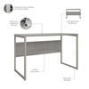 48" Modern Office Desk with Metal Legs in Platinum Gray