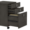 16" Modern Mobile 3-Drawer File Cabinet in Charcoal Maple