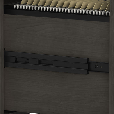 16" Modern Mobile 3-Drawer File Cabinet in Charcoal Maple