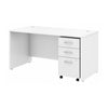 Modern White 60" Executive Desk with Included Mobile Pedestal