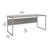 72" Modern Executive Office Desk with Metal Legs in Platinum Gray