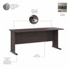 72" Modern Office Desk in Storm Gray