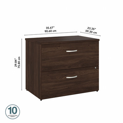 36" Pre-Assembled Modern Lateral File Cabinet in Black Walnut